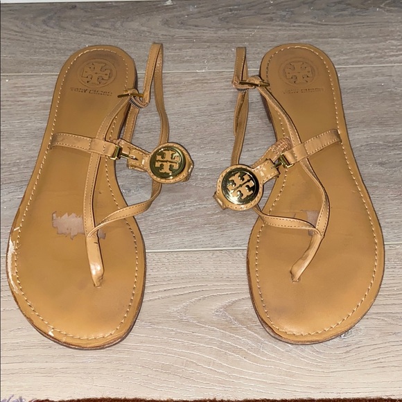 Tory Burch Brown Leather Sandals - Picture 1 of 3
